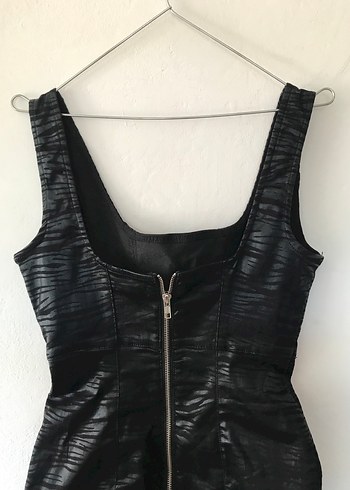 Siyah Desenli Elbise - Görsel 10