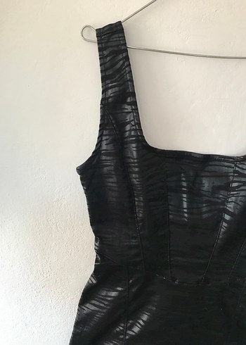 Siyah Desenli Elbise - Görsel 8