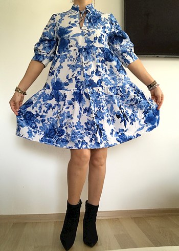 Desenli elbise - Görsel 13