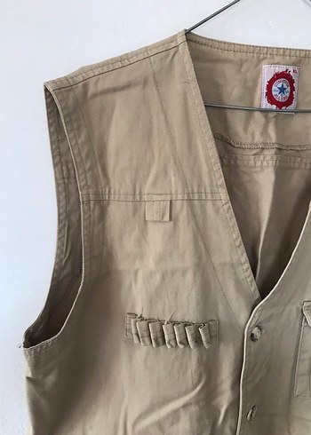 Bej Düğmeli Çok Cepli Erkek Avcı Yelek - Görsel 3