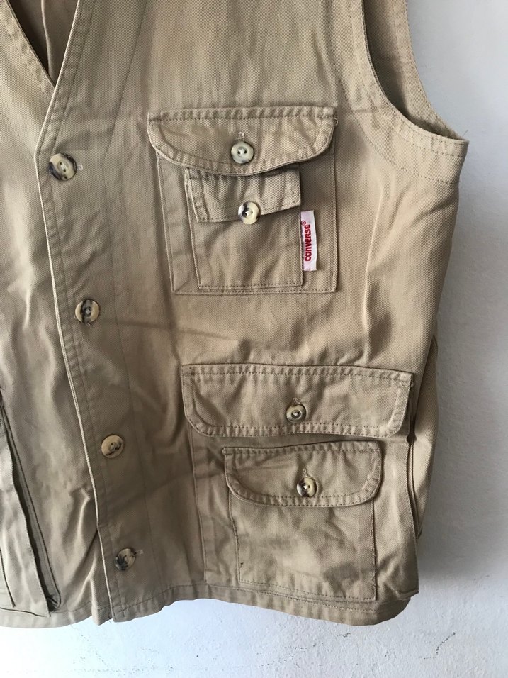 Bej Düğmeli Çok Cepli Erkek Avcı Yelek - Görsel 4