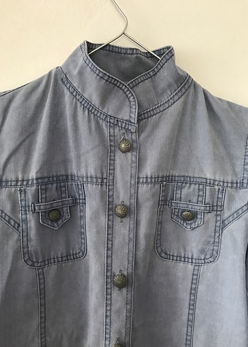 38 Beden gri Renk Düğmeli Kadın Denim Kot Ceket