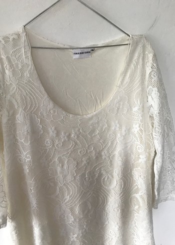 Yumuşak Güpür Beyaz Elbise - Görsel 9