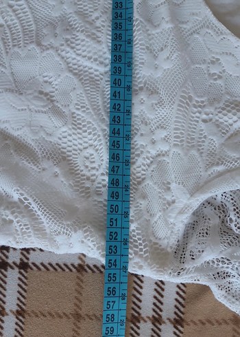 Yumuşak Güpür Beyaz Elbise - Görsel 14