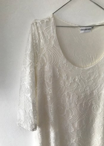 Yumuşak Güpür Beyaz Elbise - Görsel 8