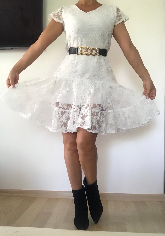 Dantel Beyaz Elbise - Görsel 2
