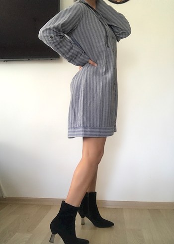 Çizgili düğmeli tunik - Görsel 4