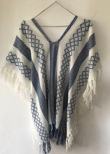 Mavi Çizgili Bohem Kadın Plaj Giyim - Görsel 7