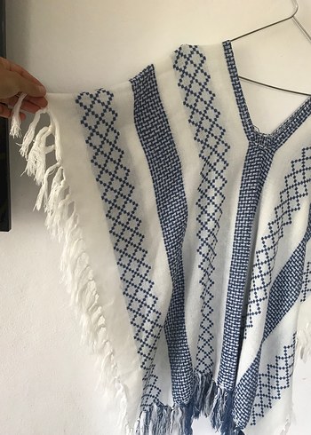 Mavi Çizgili Bohem Kadın Plaj Giyim - Görsel 6