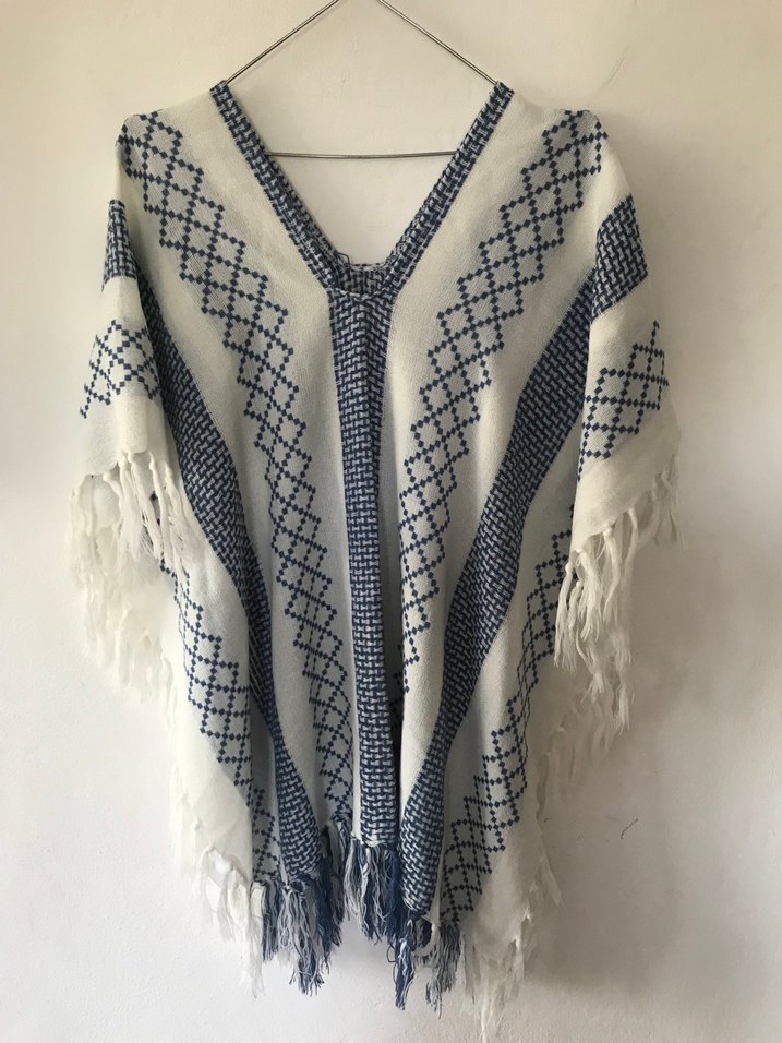 Mavi Çizgili Bohem Kadın Plaj Giyim - Görsel 5