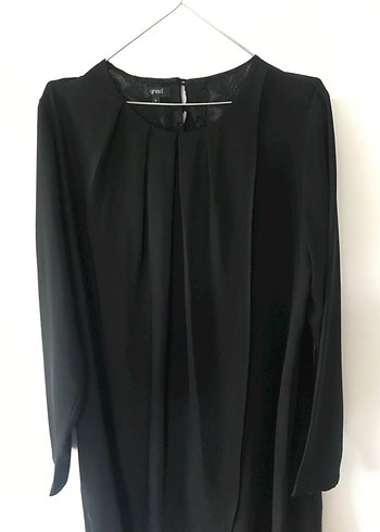 Siyah Uzun Çapraz Bağlama Tunik - Görsel 8