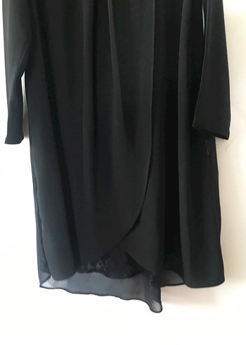 Siyah Uzun Çapraz Bağlama Tunik - Görsel 6