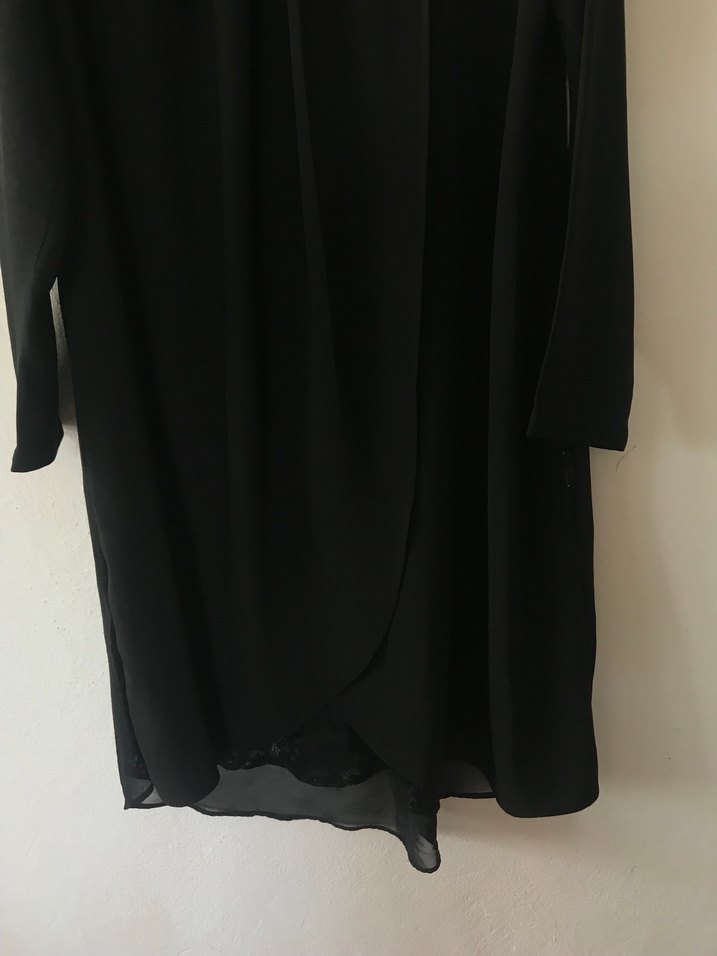 Siyah Uzun Çapraz Bağlama Tunik - Görsel 5