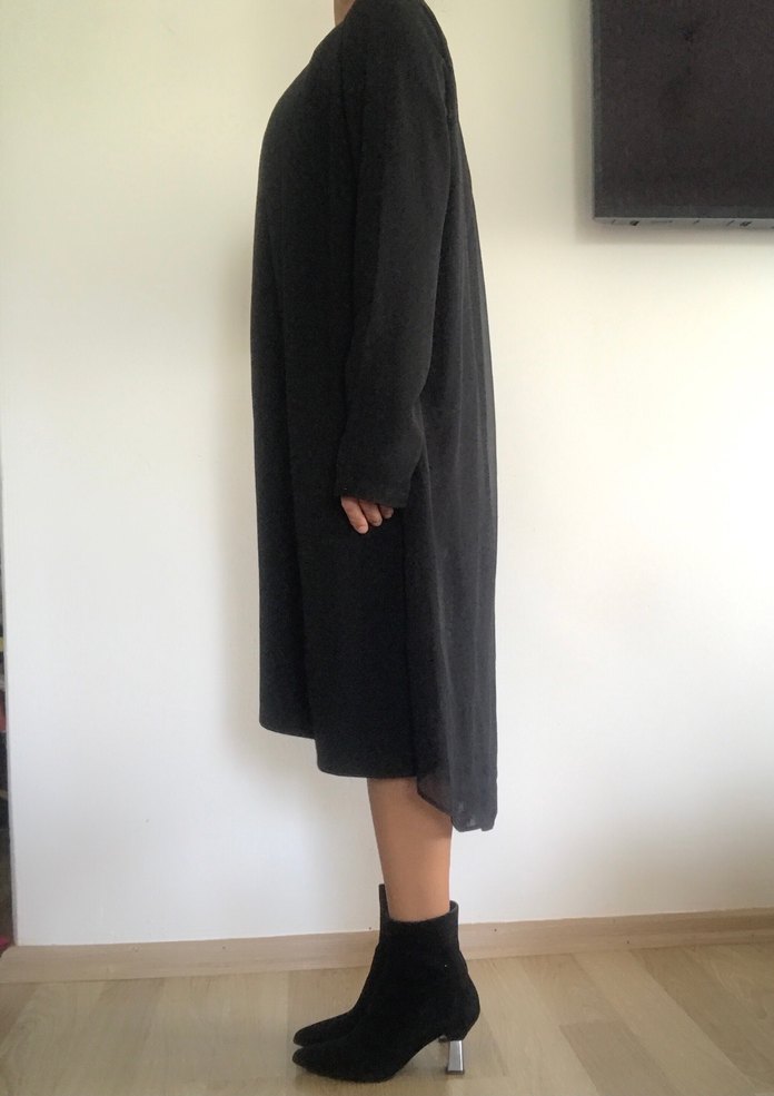 Siyah Uzun Çapraz Bağlama Tunik - Görsel 3