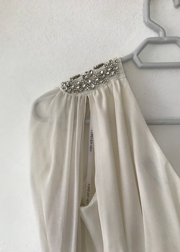 Beyaz Mini Tek Omuzlu Abiye - Görsel 14