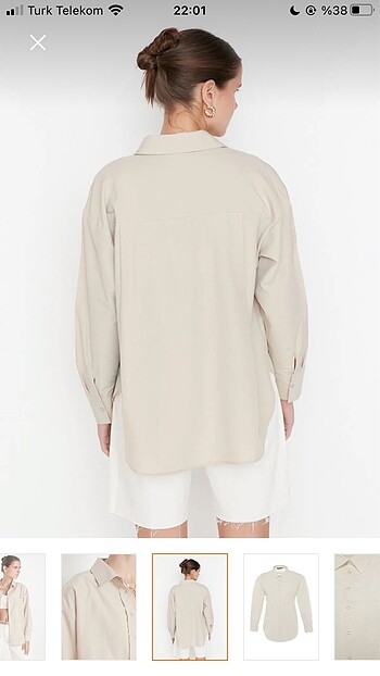 34 Beden Trendyol & Milla Oversize Bej Gömlek