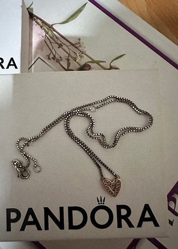 Pandora Uzun Zincirli Minimalist kalpli Kolye
