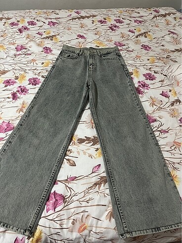 Kadın jean bol paça pantalon