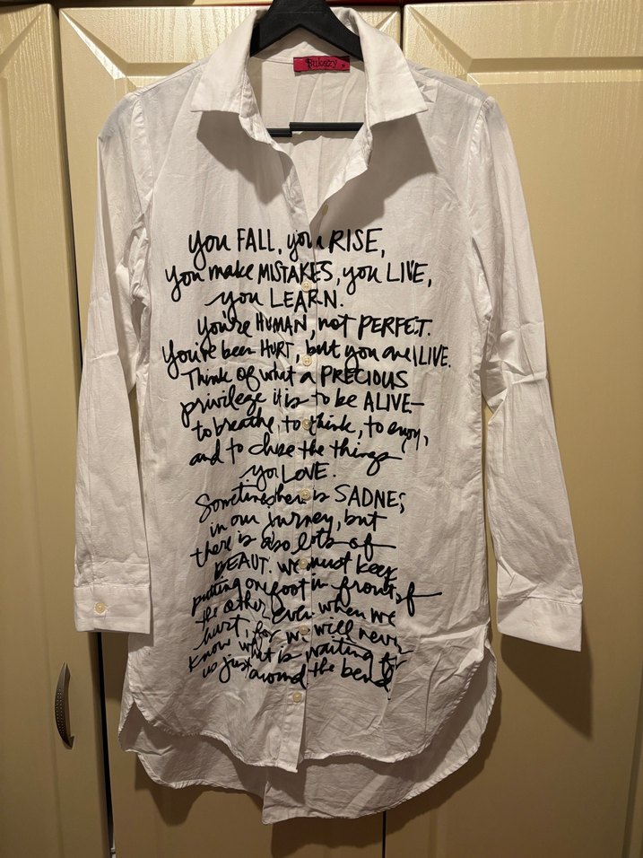 Beyaz Uzun Kollu Baskılı Gömlek - Görsel 2