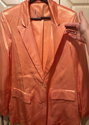 Parlak Pembe Kadın Midi Blazer Ceket - Görsel 2