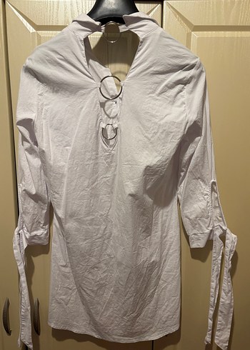 Düğmeli Beyaz Uzun Kollu Gömlek - Görsel 2