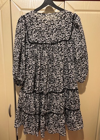 oxxo Püsküllü Siyah Batik Midi Elbise