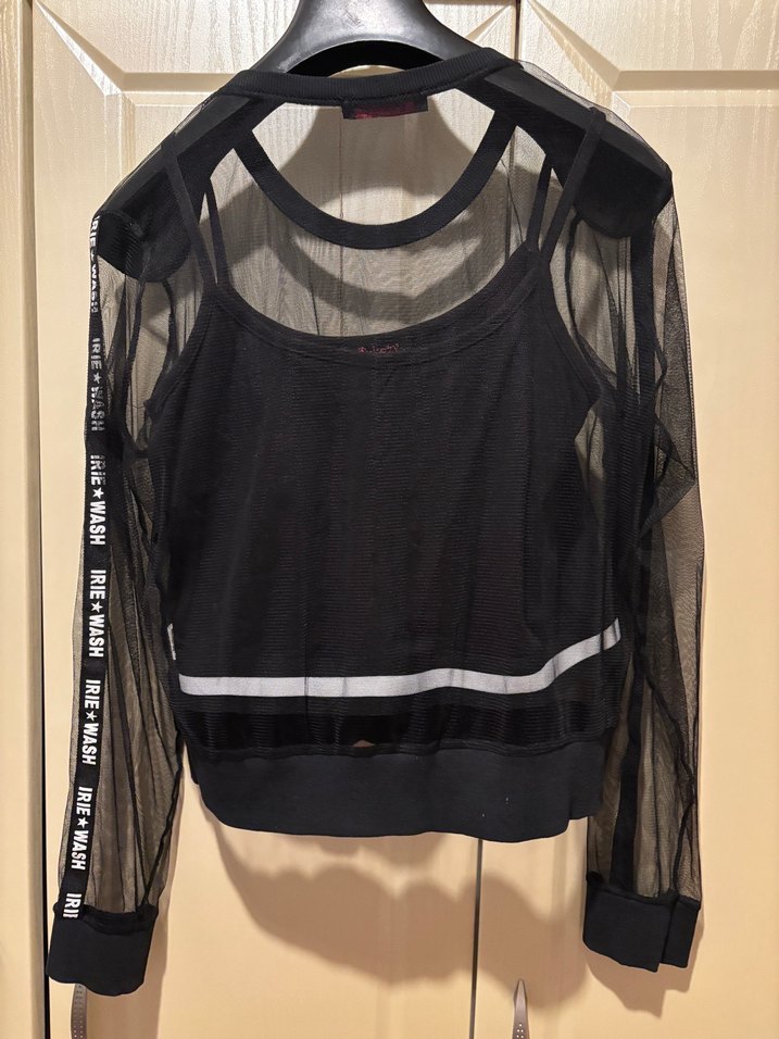 Siyah Drapeli Uzun Kollu Mini Bluz - Görsel 2