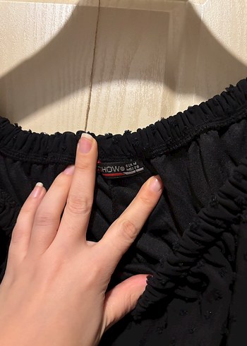 Siyah Fırfırlı Midi Straplez Elbise - Görsel 2