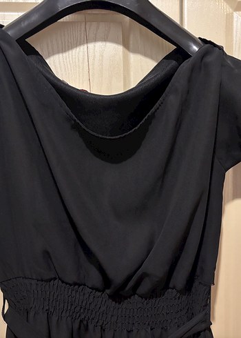 Kısa Kollu Siyah  Elbise - Görsel 2