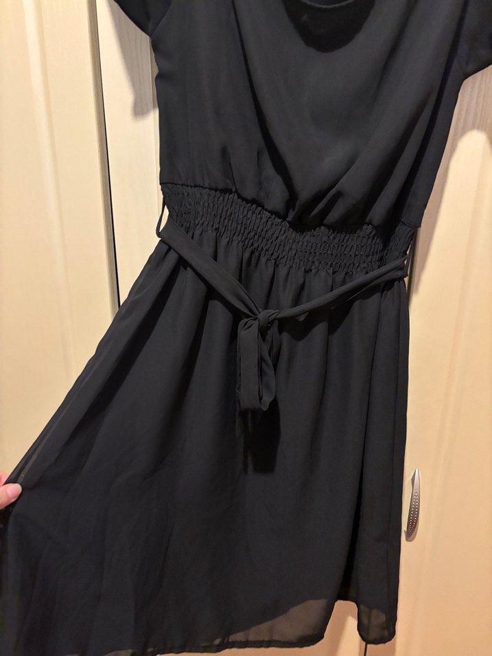 Kısa Kollu Siyah  Elbise - Görsel 3