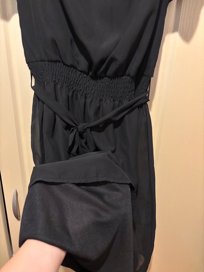 Kısa Kollu Siyah  Elbise - Görsel 4