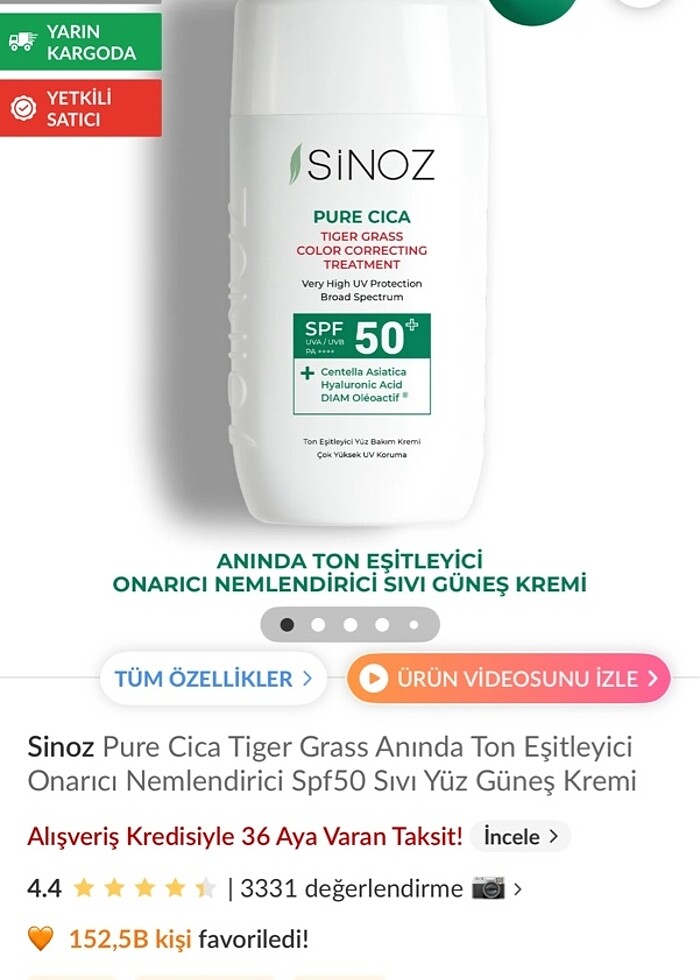 Sinoz renkli cilt tonu eşitleyici güneş kremi - Görsel 3