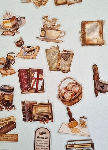 50 parça vintage scrapbook sticker 
