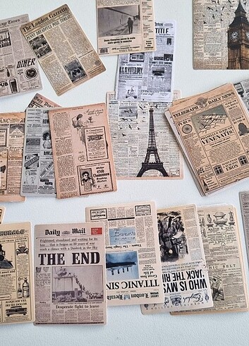  63 parça scrapbook gazete kağıdı sticker