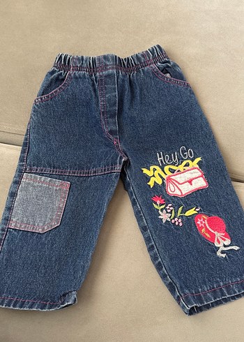 Diğer Nakışlı Rahat Kesim Kız Kot Pantolon