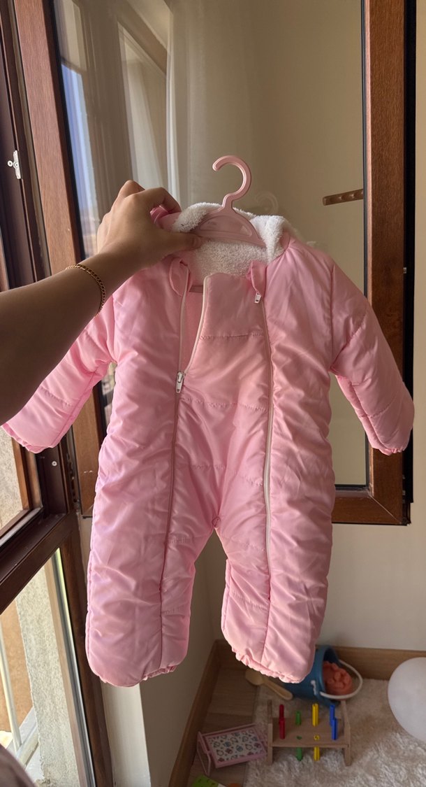 Pembe Fermuarlı Bebek Kış Tulumu - Görsel 2