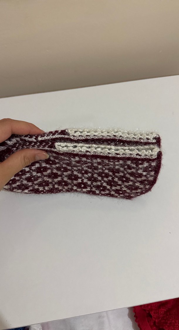 Bordo Nakışlı kışlık ayak için - Görsel 3