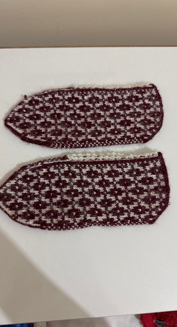 Bordo Nakışlı kışlık ayak için - Görsel 2