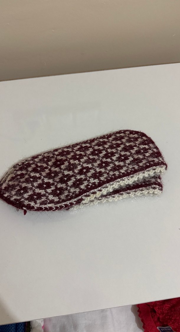 Bordo Nakışlı kışlık ayak için - Görsel 4