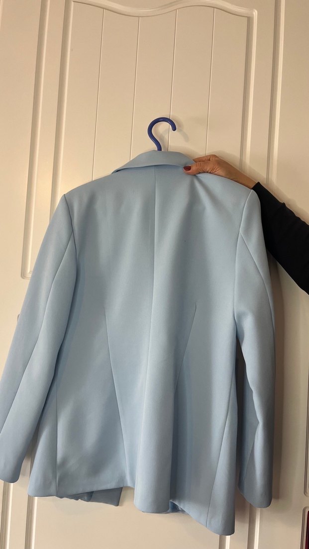 Mavi Düğmeli Kadın Blazer Ceket - Görsel 2