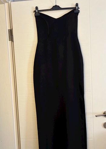 Siyah Straplez Uzun Elbise - Görsel 3