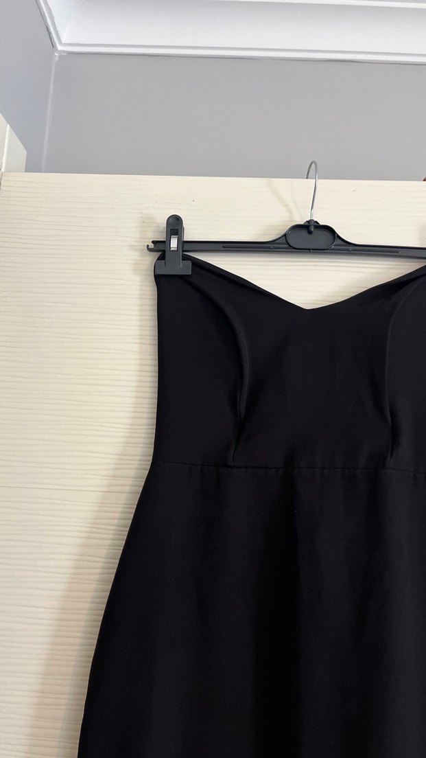 Siyah Straplez Uzun Elbise - Görsel 2