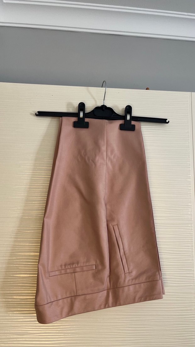 Drapeli Bej Süet Kadın Pantolon - Görsel 2