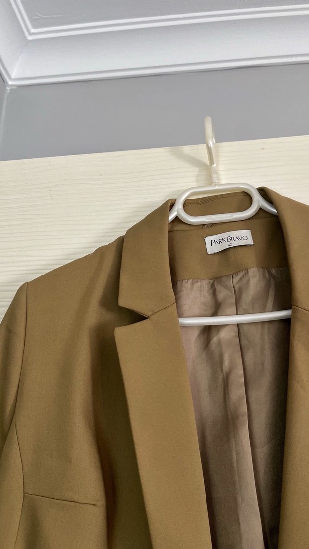 Bej Düğmeli Kadın Blazer Ceket - Görsel 2