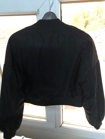l Beden siyah Renk crop bomber ceket