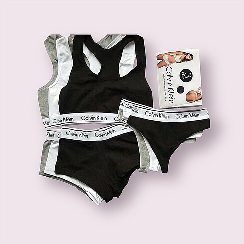 Calvin Klein Kadın Seti (Bustier-Tanga-Boxer)