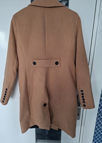 Düğmeli Bej Süet Midi Kadın Kaban - Görsel 2