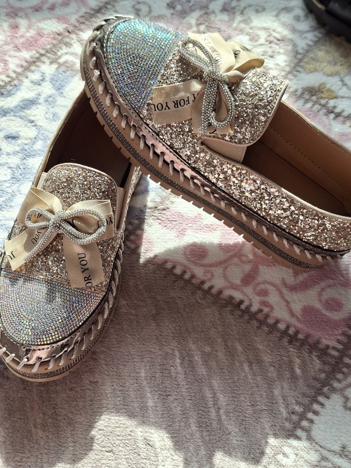 Kadın Parlak Payetli Dolgu Topuklu Espadril - Görsel 2