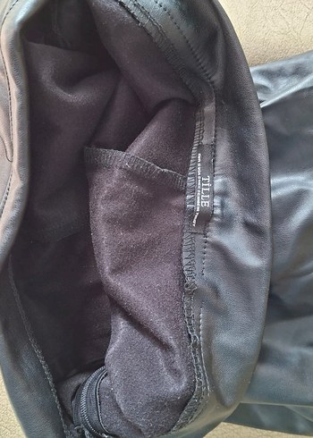 Siyah Deri Biker Kadın Pantolon - Görsel 3