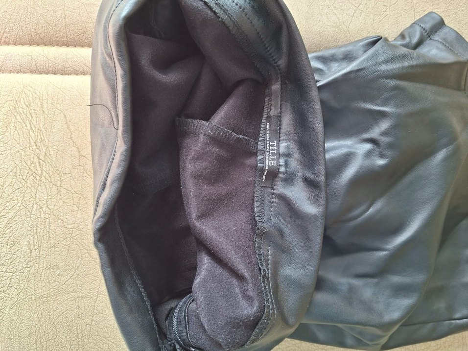 Siyah Deri Biker Kadın Pantolon - Görsel 3